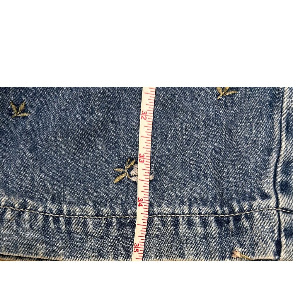 SO Floral Embroidered 100% Cotton Cropped High Rise Jeans - Picture 6 of 7